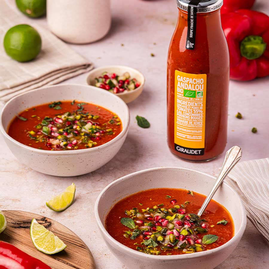 Gaspacho andalou & salsa de grenade Gaspacho andalou & salsa de grenade